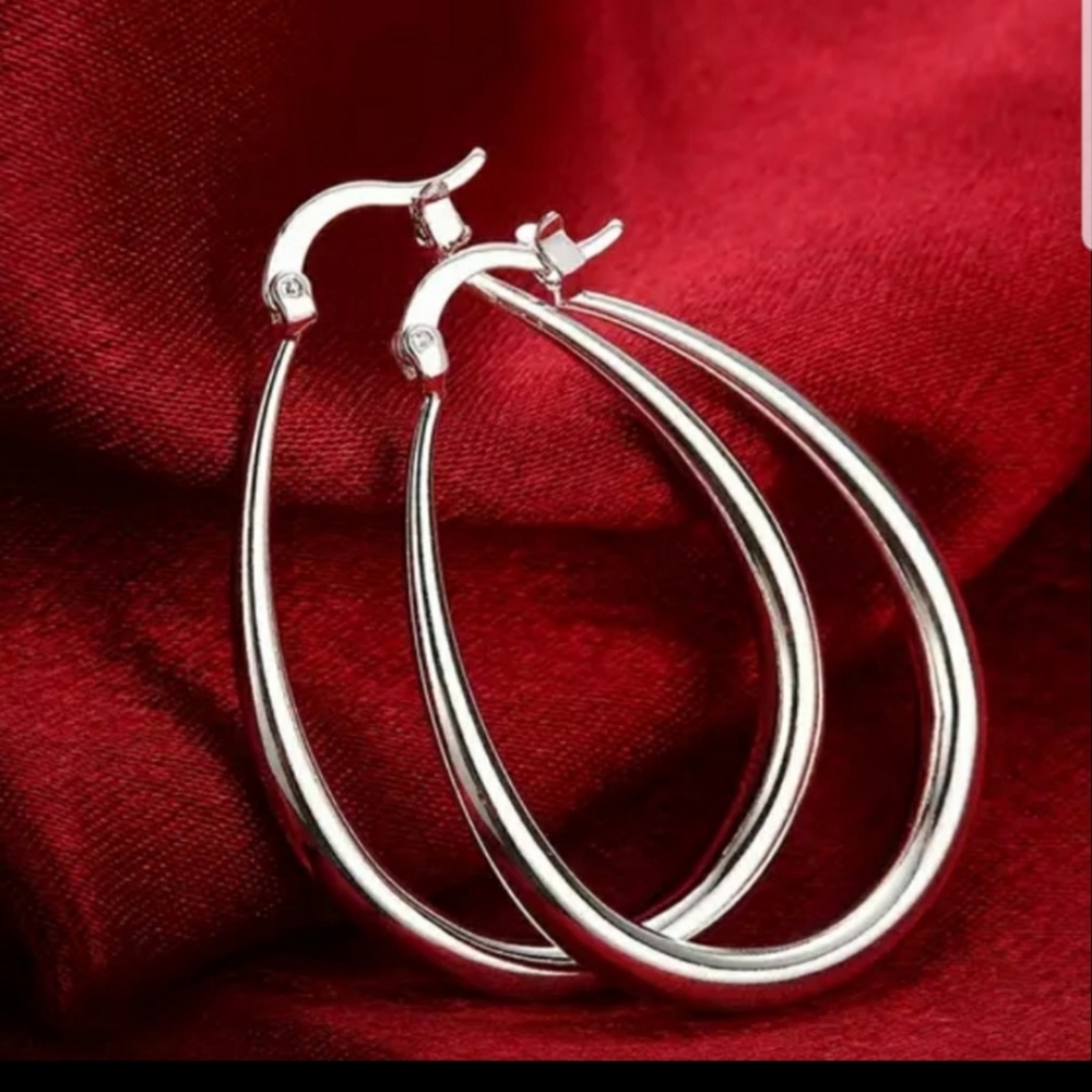 Brand new silver plated hoop earrings